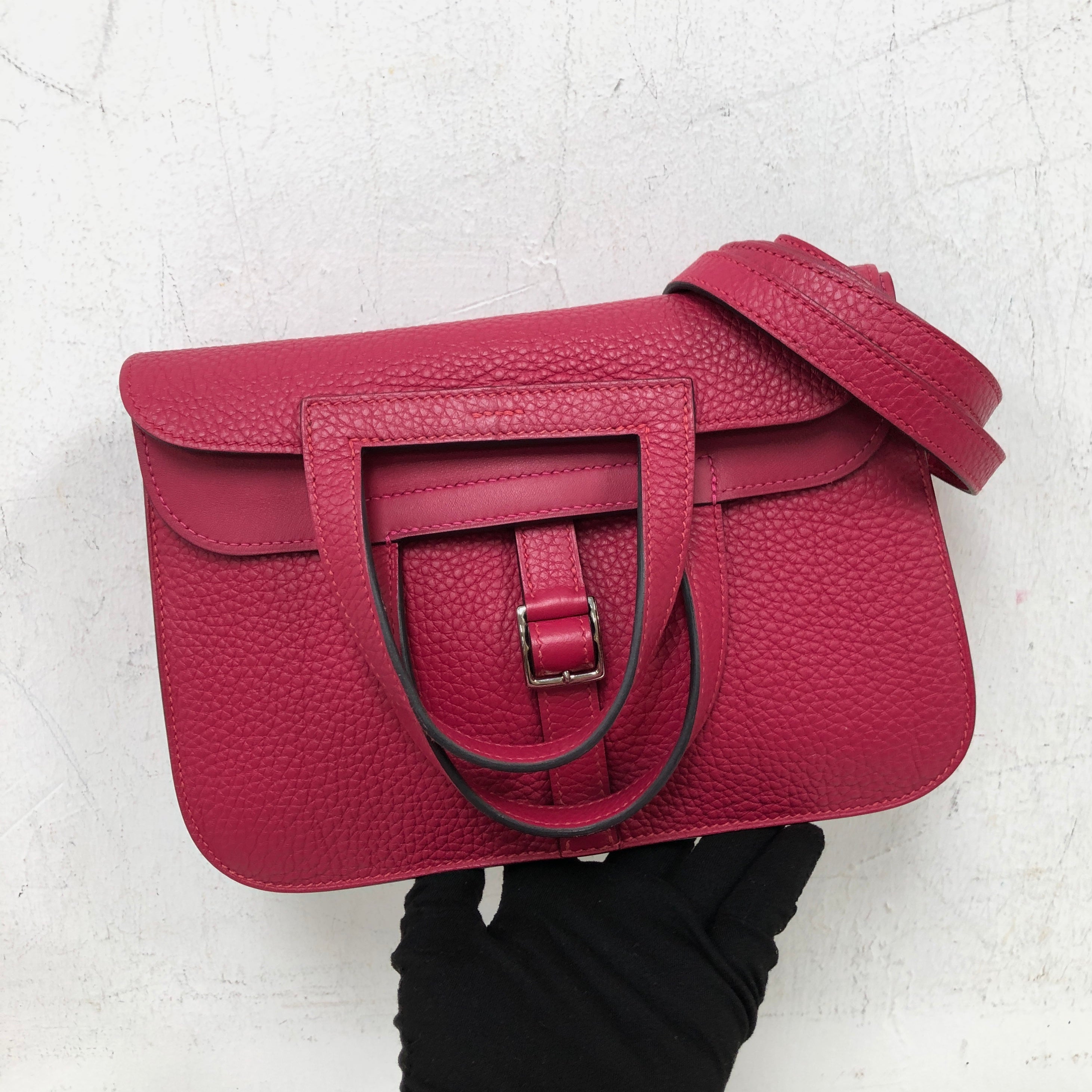 HERMES  BAG PINK HALZAN 25 CLEMENCE Z STAMP 2WAY SHOULDER