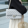 Medium Classic Double Flap Grey Lambskin  Mircrochipped (2022)