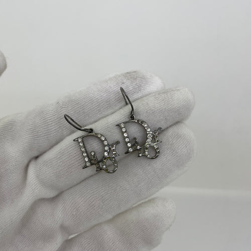 DIOR  FASHION JEWELRY EARRINGS LOGO DANGLING (MISSING CRYSTALS)